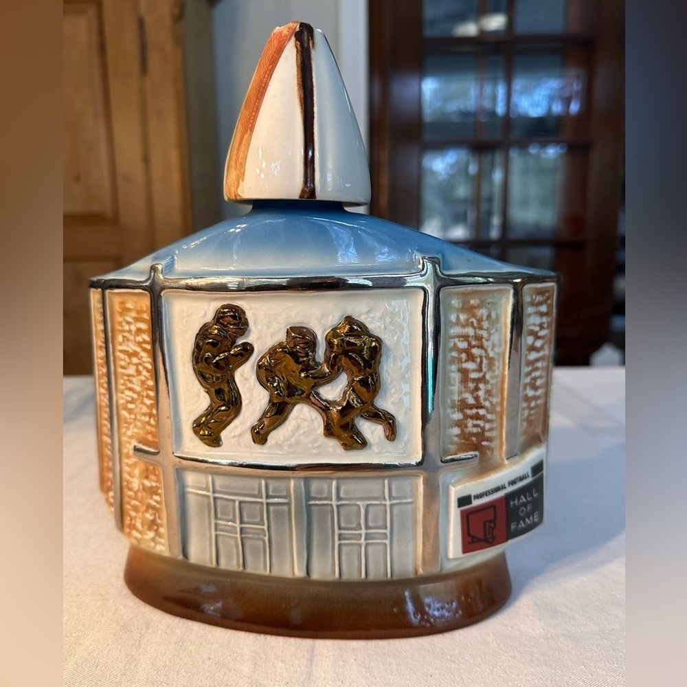 1972 Vintage Jim Beam Whiskey Decanter Depicting The Pro Football Hall of Fame